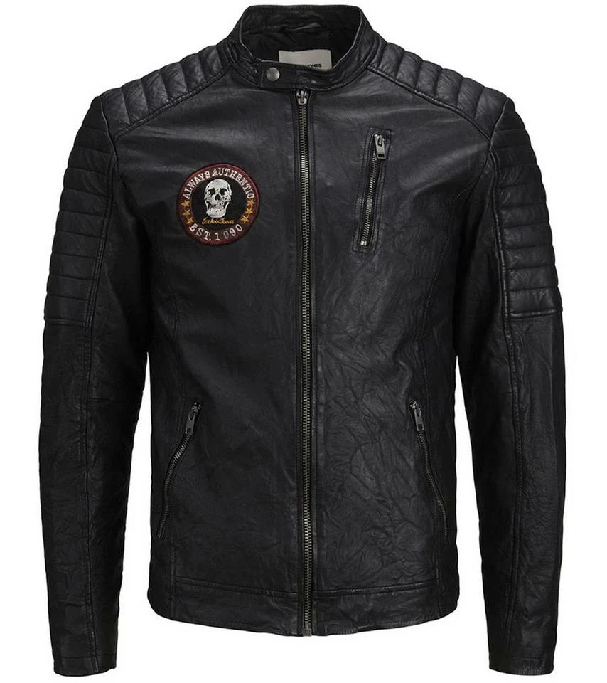 Rabatt ⌛ Jack & Jones Lederjacke »JACK & JONES Herren Leder-Jacke Biker-Jacke Richard Custom Echtleder-Jacke Schwarz« 😀 1 Rabatt ⌛ Jack & Jones Lederjacke »JACK & JONES Herren Leder-Jacke Biker-Jacke Richard Custom Echtleder-Jacke Schwarz« 😀