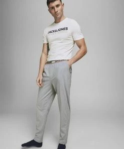 Am billigsten ❤️ Jack & Jones Schlafanzug »JONES LOUNGE« (2 tlg) Light Grey Melange #ft5_slash# White, Dark Navy 😀