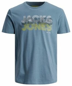 Neu 👍 Jack & Jones Rundhalsshirt »Herren Übergrößen T-Shirt chinablau Logo-Print JCOPOWER Jack&Jones« ❤️